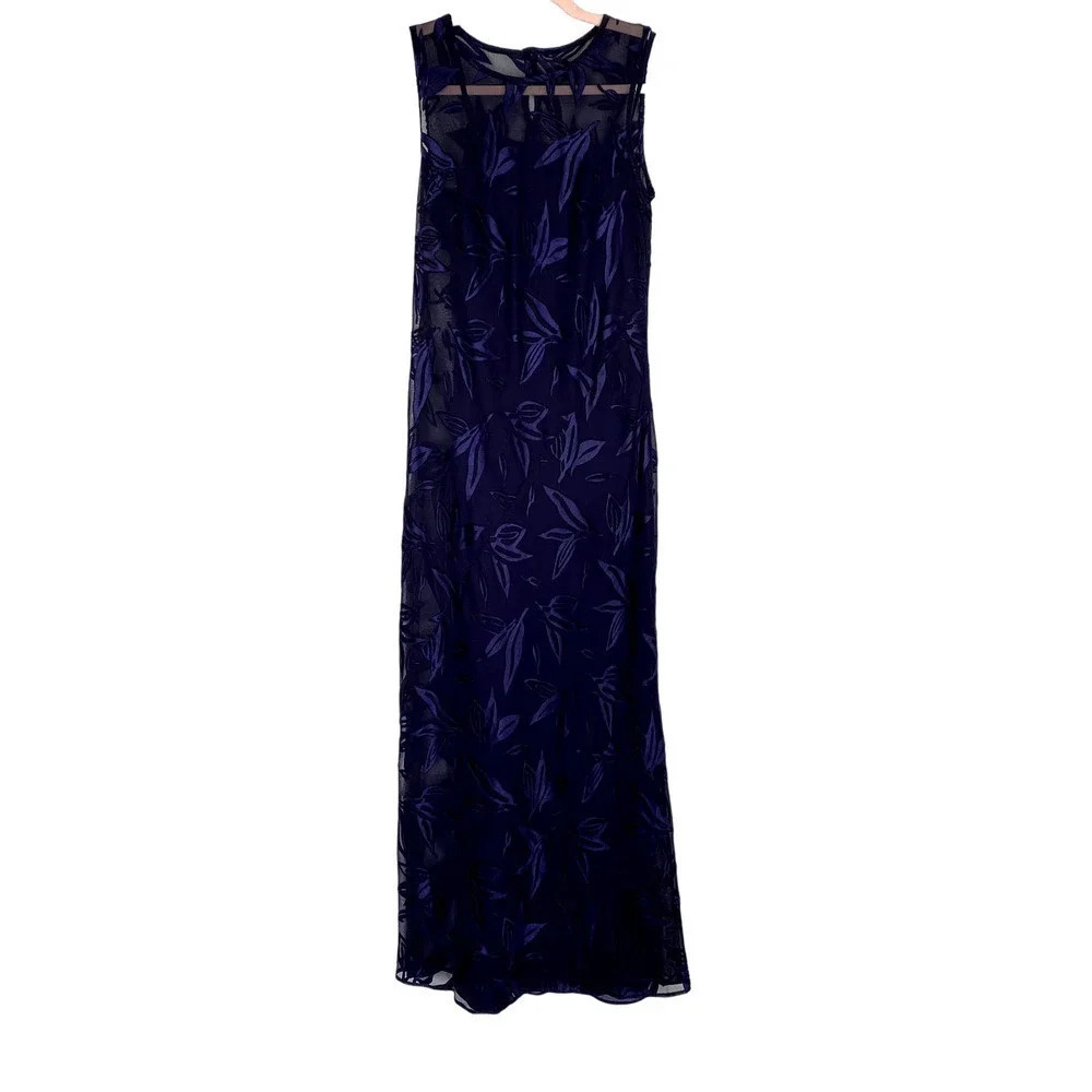 Vintage 90s Formal Gown Blue Purple Shelli Segal Velvet Accents Size 2 Prom